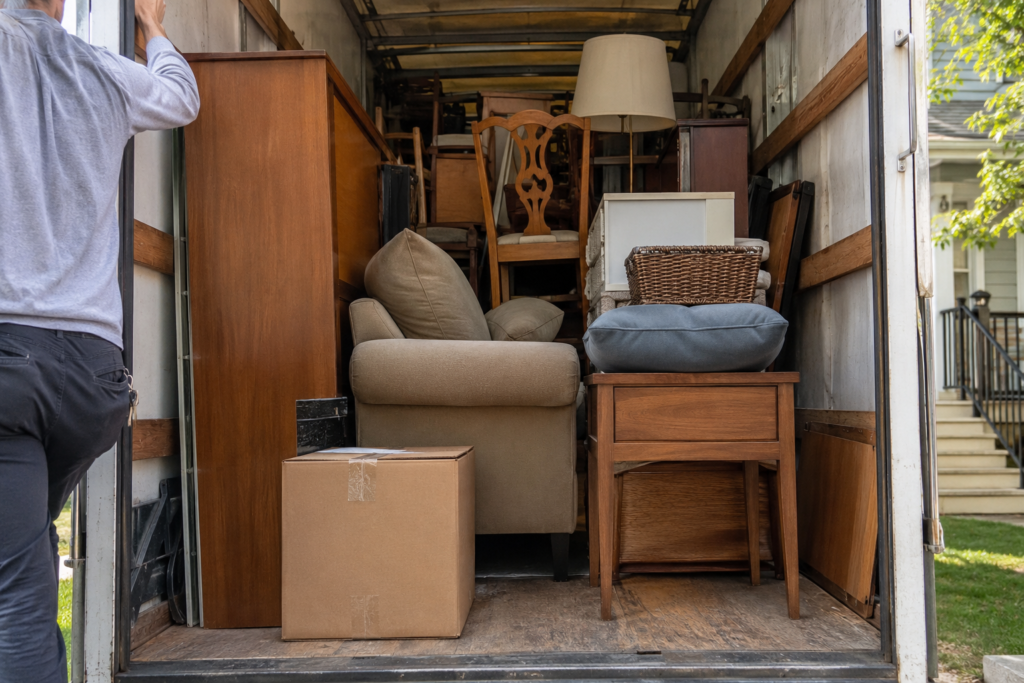 Old furniture being loaded for pickup in London Ontario